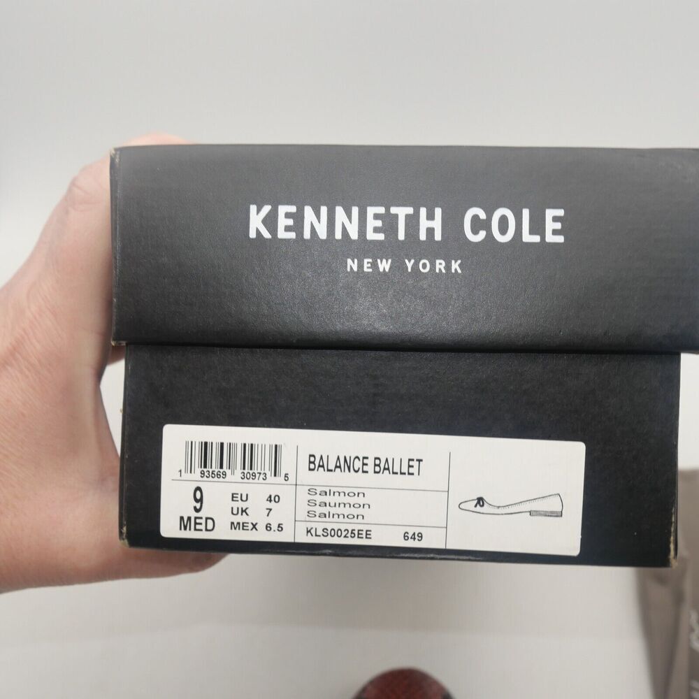 NEW Kenneth Cole Balance Ballet leather Flats Women's 9 Salmon Black Snakeskin - Picture 9 of 9